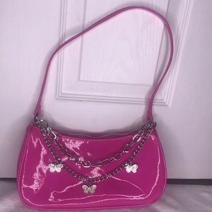 Hot Pink Butterfly Chain Shoulder Bag